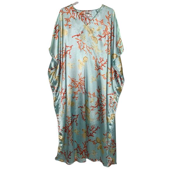Winlar OS Womens Analucia Long Caftan Satin Lounger Coverup Resortwear - Picture 2 of 9